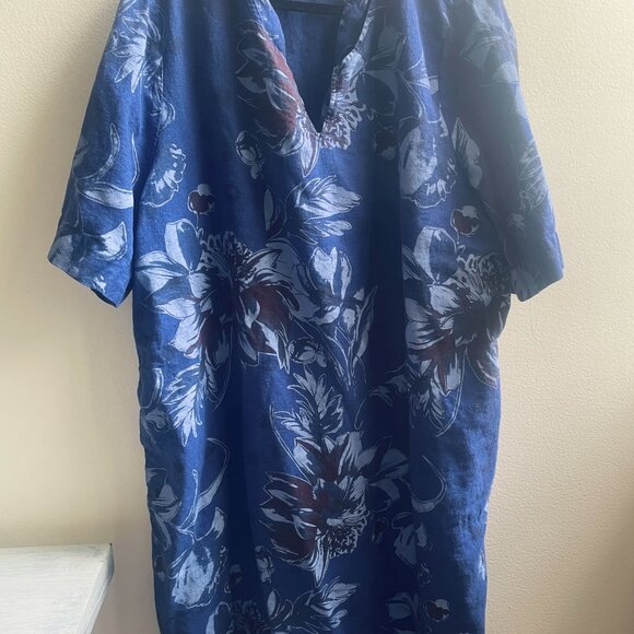 Ulla Popken Plus Size Linen Blend Caftan Dress - Picture 2 of 7